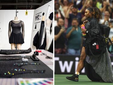 Serena Williams salió a la cancha con un lujoso traje cubierto de diamantes