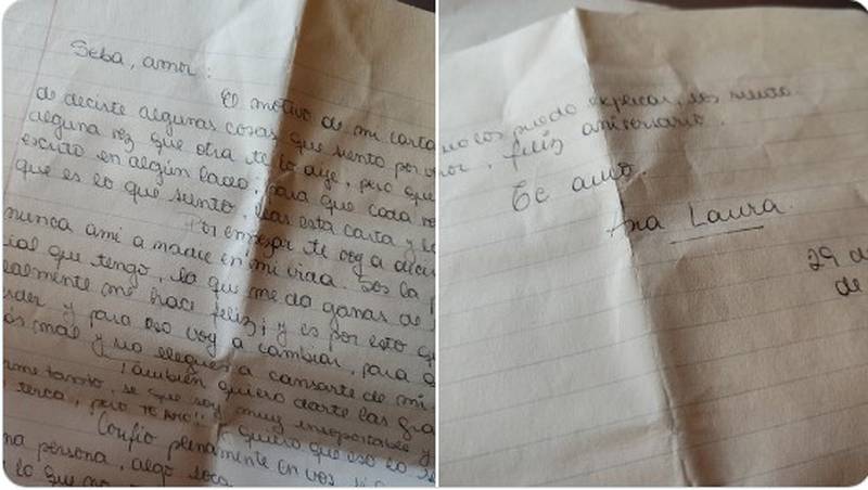Ana Laura escribió la carta a Seba hace 22 años, pero ya está casada